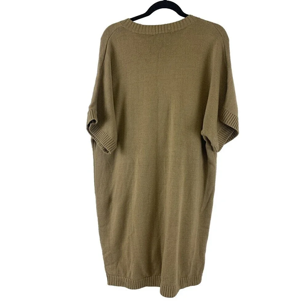 BOGO Boden Tunic Cardigan Wool Sweater Short Sleeve Button Pockets Tan Womens 18